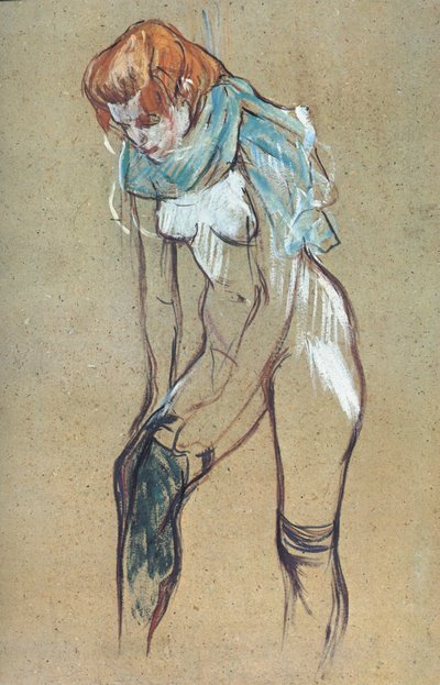 Frau beim Anziehen der Strümpfe von Henri de Toulouse Lautrec